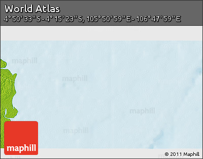 Physical 3D Map of the Area around 4° 32' 58" S, 106° 19' 29" E