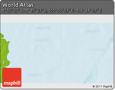 Physical 3D Map of the Area around 4° 32' 58" S, 106° 19' 29" E