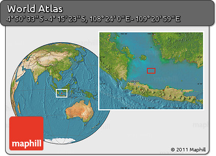 Satellite Location Map of the Area around 4° 32' 58" S, 108° 52' 30" E