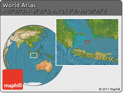 Satellite Location Map of the Area around 4° 32' 58" S, 108° 52' 30" E