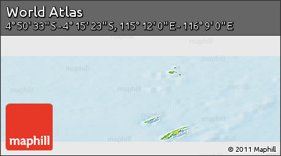 Physical Panoramic Map of the Area around 4° 32' 58" S, 115° 40' 30" E