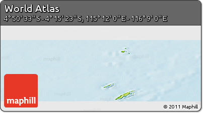 Physical Panoramic Map of the Area around 4° 32' 58" S, 115° 40' 30" E