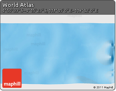 Physical 3D Map of the Area around 4° 32' 58" S, 118° 13' 29" E