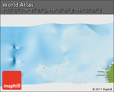 Physical 3D Map of the Area around 4° 32' 58" S, 119° 4' 29" E