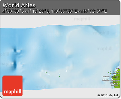 Physical 3D Map of the Area around 4° 32' 58" S, 119° 4' 29" E