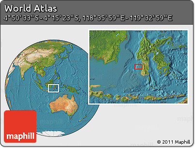 Satellite Location Map of the Area around 4° 32' 58" S, 119° 4' 29" E