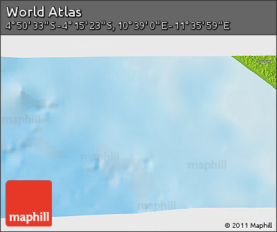 Physical 3D Map of the Area around 4° 32' 58" S, 11° 7' 30" E