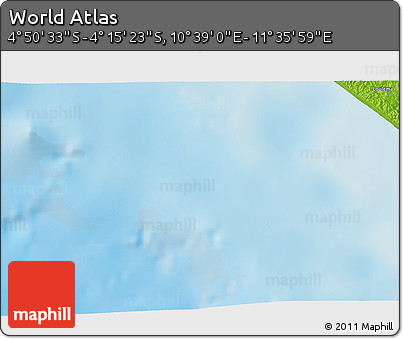 Physical 3D Map of the Area around 4° 32' 58" S, 11° 7' 30" E