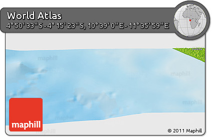 Physical Panoramic Map of the Area around 4° 32' 58" S, 11° 7' 30" E