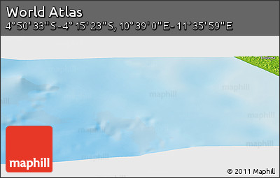 Physical Panoramic Map of the Area around 4° 32' 58" S, 11° 7' 30" E
