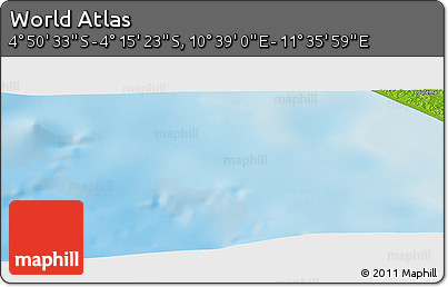 Physical Panoramic Map of the Area around 4° 32' 58" S, 11° 7' 30" E