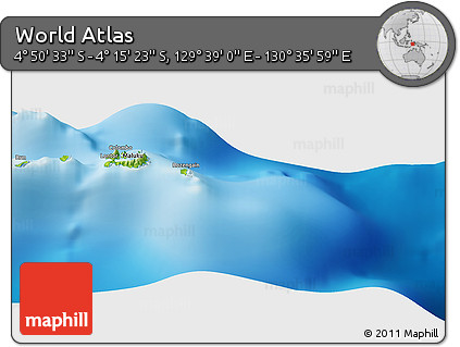 Physical Panoramic Map of the Area around 4° 32' 58" S, 130° 7' 30" E