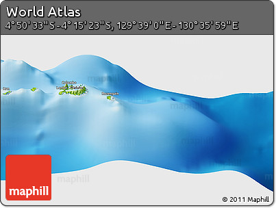 Physical Panoramic Map of the Area around 4° 32' 58" S, 130° 7' 30" E