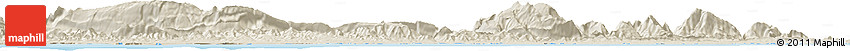 Shaded Relief Horizon Map of the Area around 4° 32' 58" S, 136° 4' 29" E
