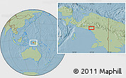 Savanna Style Location Map of the area around 4° 32' 58" S, 137° 46' 30" E, hill shading
