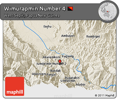 Shaded Relief 3D Map of Wimurapmin Number 4