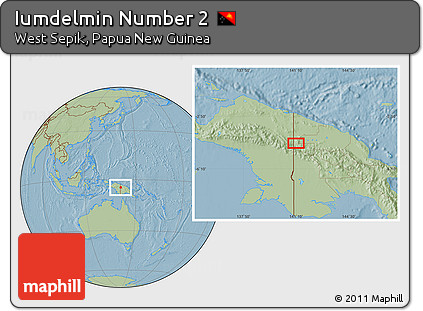 Savanna Style Location Map of Iumdelmin Number 2, hill shading