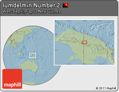Savanna Style Location Map of Iumdelmin Number 2, hill shading