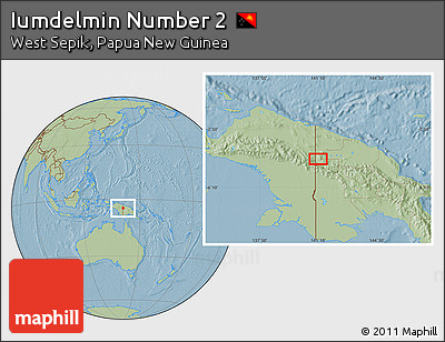 Savanna Style Location Map of Iumdelmin Number 2, hill shading