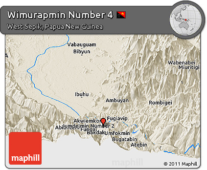 Shaded Relief Panoramic Map of Wimurapmin Number 4