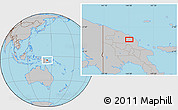 Gray Location Map of the area around 4° 32' 58" S, 144° 34' 29" E