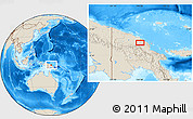 Shaded Relief Location Map of the area around 4° 32' 58" S, 144° 34' 29" E