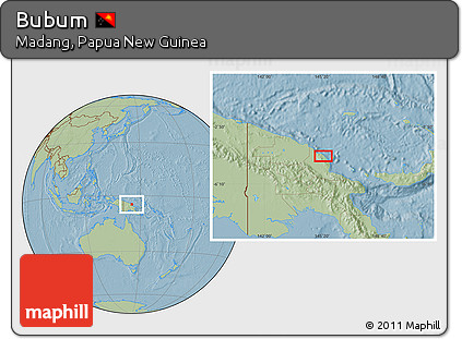 Savanna Style Location Map of Bubum, hill shading
