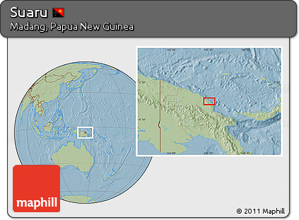 Savanna Style Location Map of Suaru, hill shading
