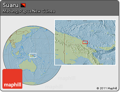 Savanna Style Location Map of Suaru, hill shading