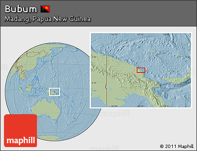 Savanna Style Location Map of Bubum, hill shading