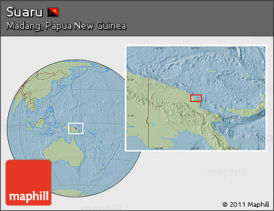 Savanna Style Location Map of Suaru, hill shading