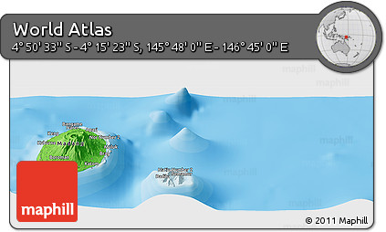 Political Panoramic Map of the Area around 4° 32' 58" S, 146° 16' 30" E