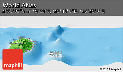 Political Panoramic Map of the Area around 4° 32' 58" S, 146° 16' 30" E