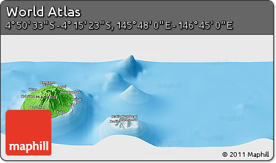 Political Panoramic Map of the Area around 4° 32' 58" S, 146° 16' 30" E