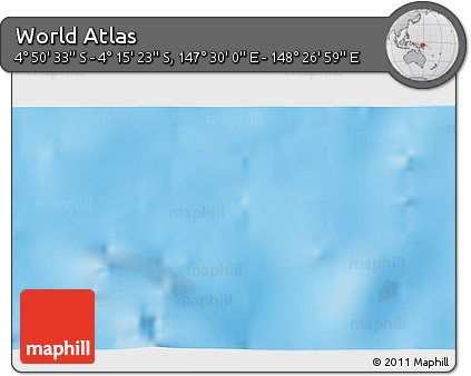 Physical 3D Map of the Area around 4° 32' 58" S, 147° 58' 29" E