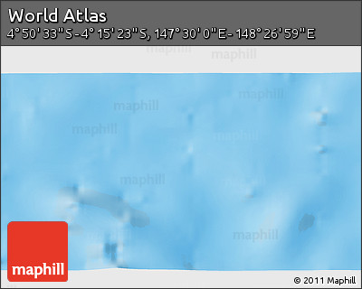 Physical 3D Map of the Area around 4° 32' 58" S, 147° 58' 29" E