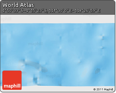 Physical 3D Map of the Area around 4° 32' 58" S, 147° 58' 29" E