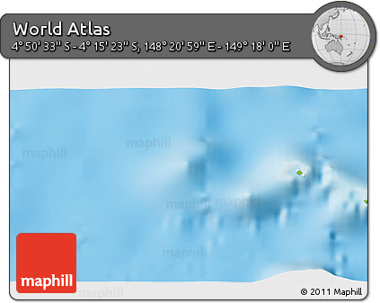 Physical 3D Map of the Area around 4° 32' 58" S, 148° 49' 29" E