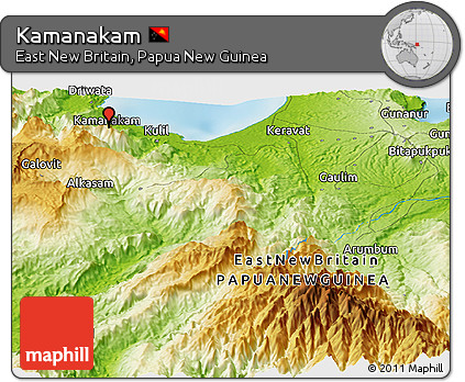 Physical Panoramic Map of Kamanakam