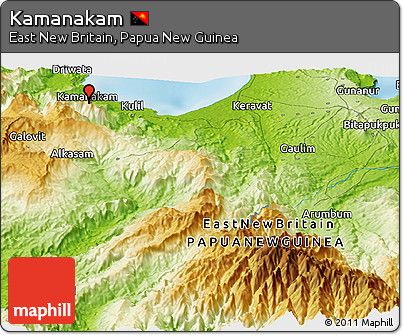 Physical Panoramic Map of Kamanakam