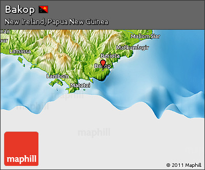 Physical Panoramic Map of Bakop