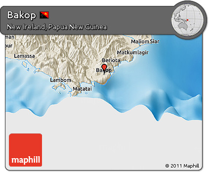 Shaded Relief Panoramic Map of Bakop