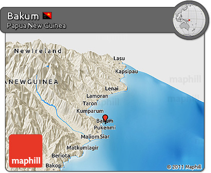 Shaded Relief Panoramic Map of Bakum
