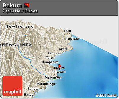 Shaded Relief Panoramic Map of Bakum