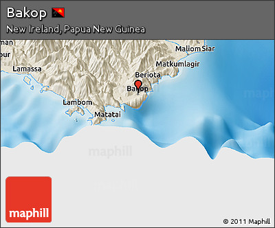 Shaded Relief Panoramic Map of Bakop