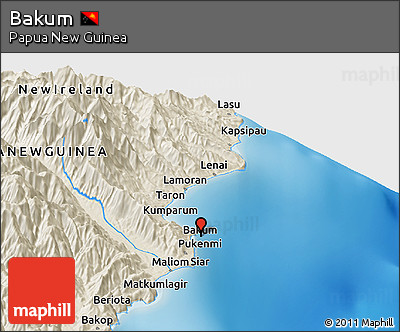 Shaded Relief Panoramic Map of Bakum