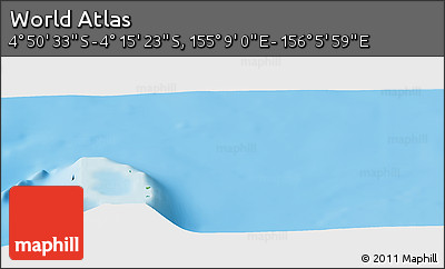 Physical Panoramic Map of the Area around 4° 32' 58" S, 155° 37' 30" E