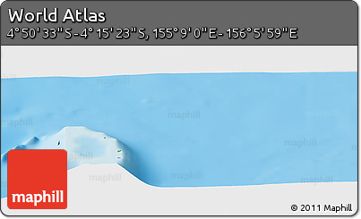 Physical Panoramic Map of the Area around 4° 32' 58" S, 155° 37' 30" E