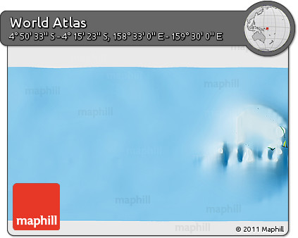 Physical 3D Map of the Area around 4° 32' 58" S, 159° 1' 30" E