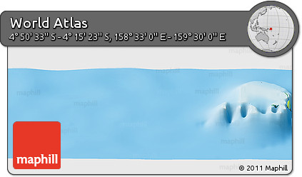 Physical Panoramic Map of the Area around 4° 32' 58" S, 159° 1' 30" E